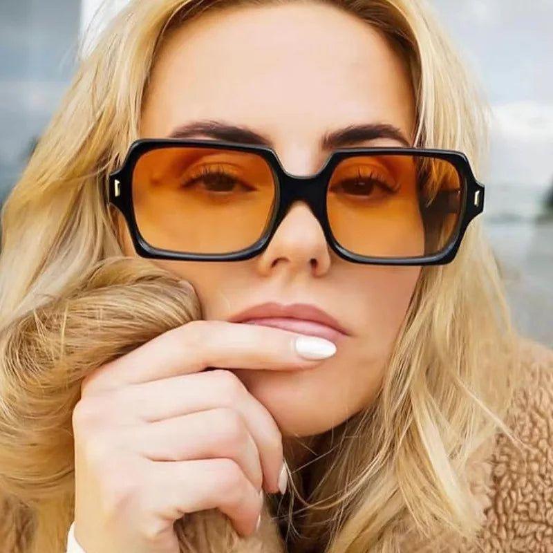 Vintage Riveted Square UV400 Sunglasses - Trendy Fashion Shades - Lucid Fantasy 