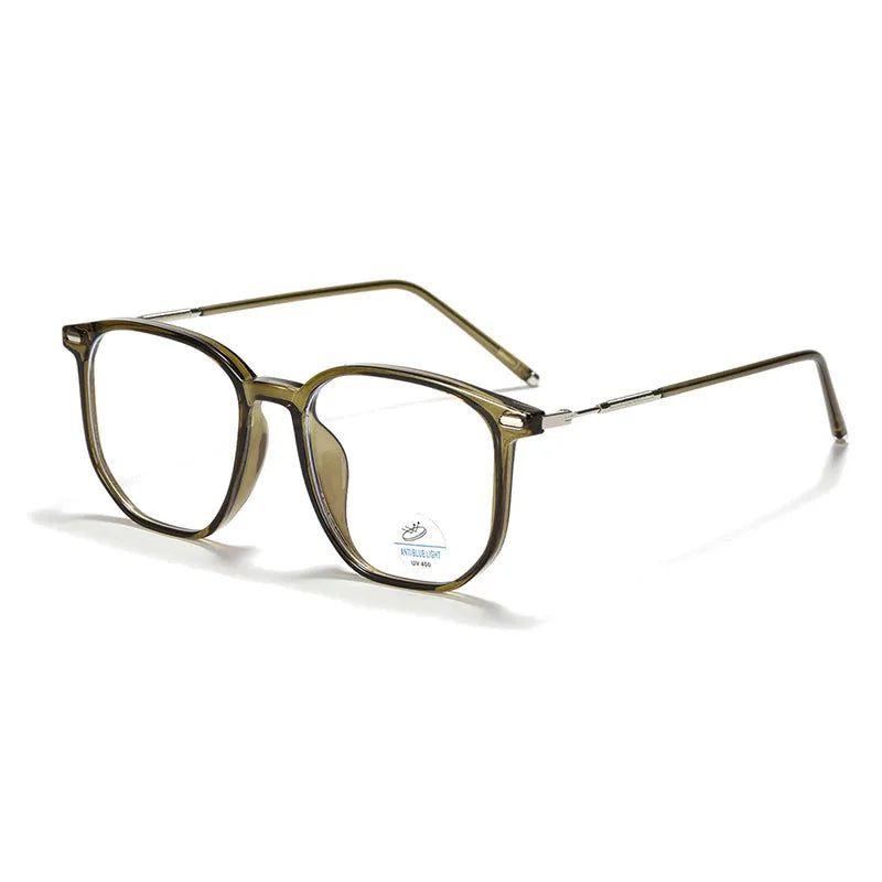 Vintage-Style Blue Light Blocking Square Glasses with Rivet Accents - Lucid Fantasy 