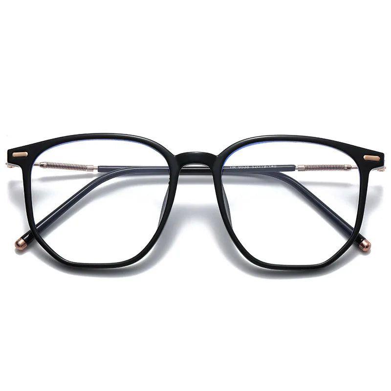 Vintage-Style Blue Light Blocking Square Glasses with Rivet Accents - Lucid Fantasy 