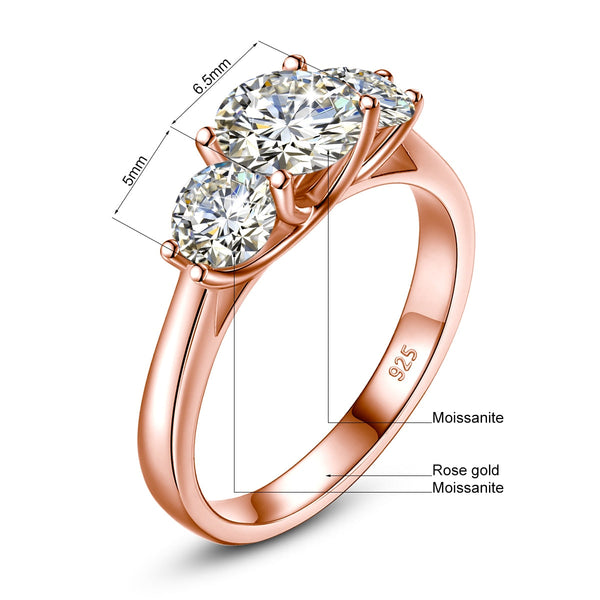 Vintage Style Triple Stone 2 Ct. Moissanite Cocktail Ring
