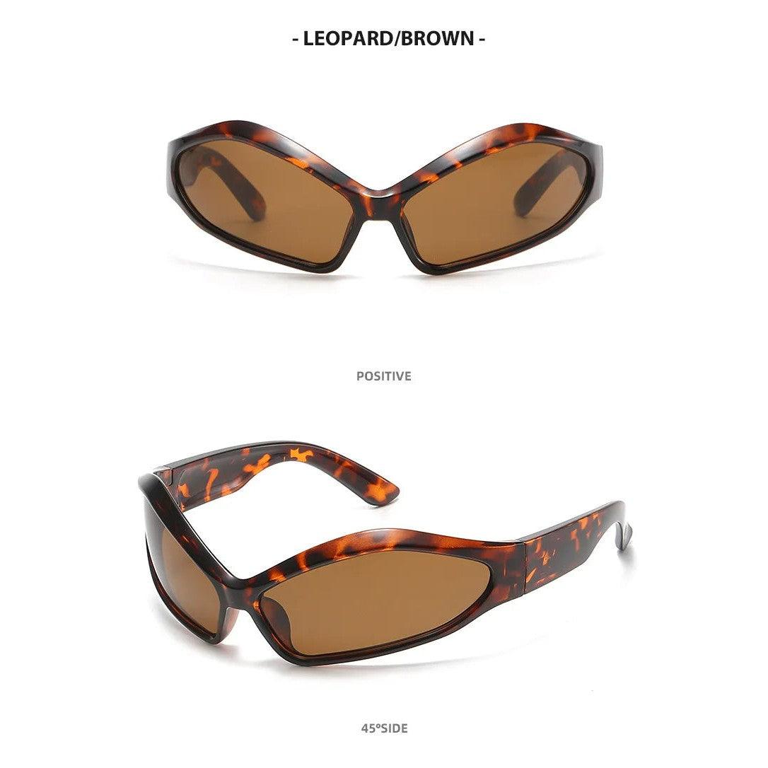 Warped Frame Wrap Around Sport Shades Sunglasses Hip Punk Y2K Fashion Eyewear - Lucid Fantasy 