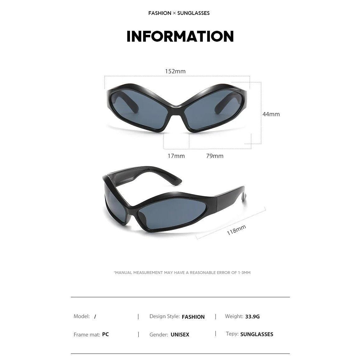 Warped Frame Wrap Around Sport Shades Sunglasses Hip Punk Y2K Fashion Eyewear - Lucid Fantasy 