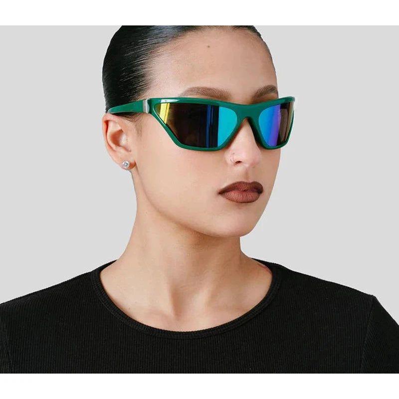 Wrap Around Y2K Cat Eye Sunglasses Trendy Punk Sport Sun Glasses Fashion Shades UV400 - Lucid Fantasy 