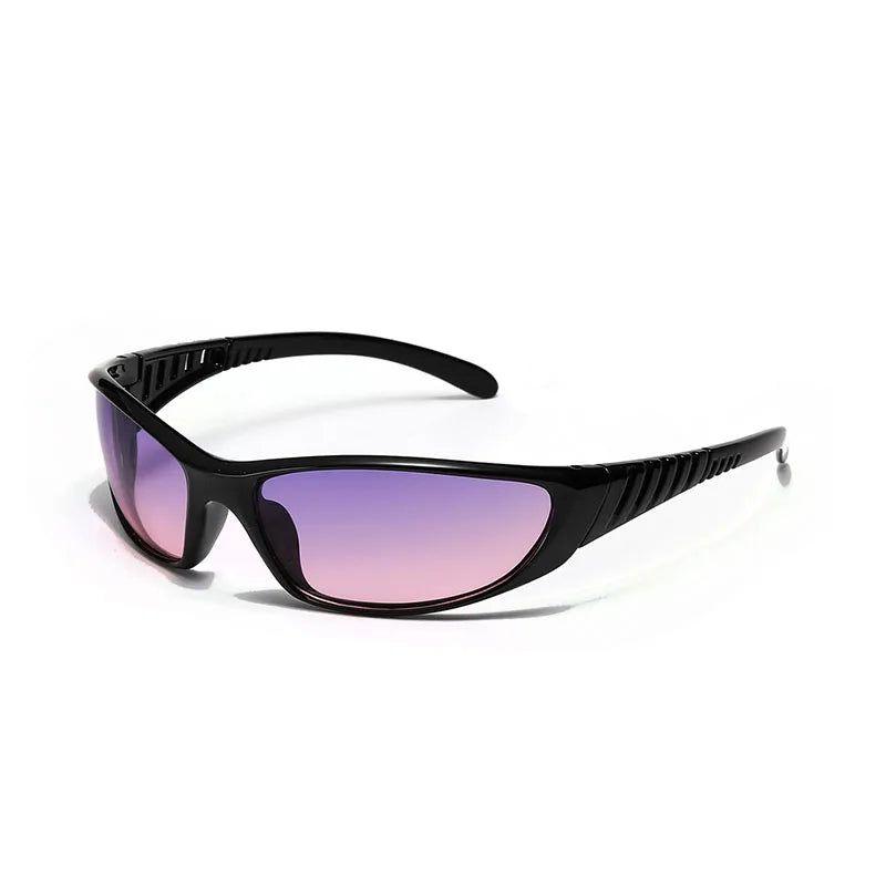 Y2K Hollow Electroplated Sports Sunglasses with Oval Goggle Shades and UV400 Protection - Lucid Fantasy 