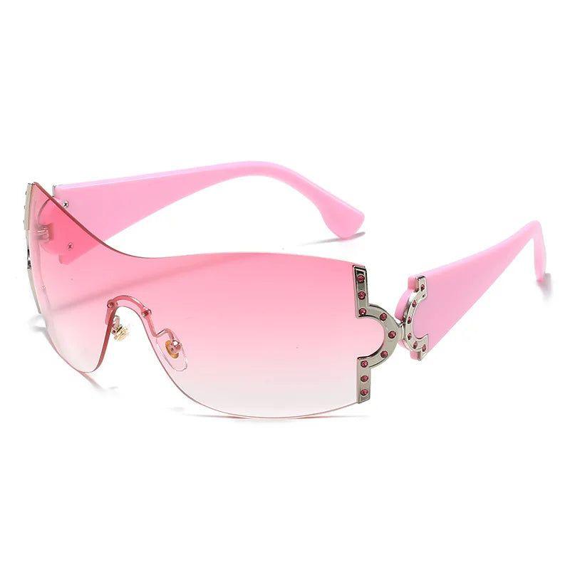 Y2K One Piece Oversized Diamond Sunglasses UV400 Fashion Shades Rimless Eyewear Goggle Fashion Frames - Lucid Fantasy 