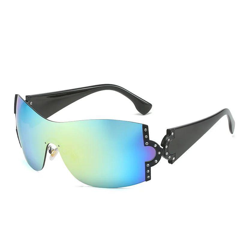 Y2K One Piece Oversized Diamond Sunglasses UV400 Fashion Shades Rimless Eyewear Goggle Fashion Frames - Lucid Fantasy 