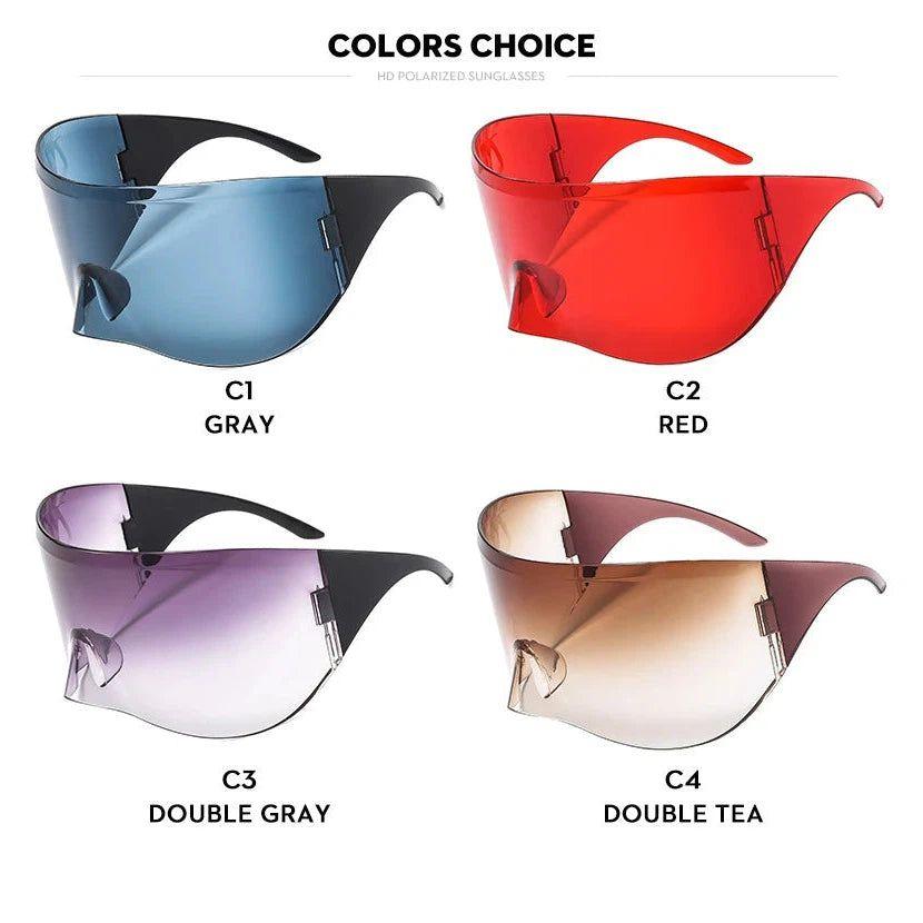 Y2K Oversized Shied Mask Sunglasses Fashion Big Lens One Piece Sunglasses Goggle Fashion Frames - Lucid Fantasy 