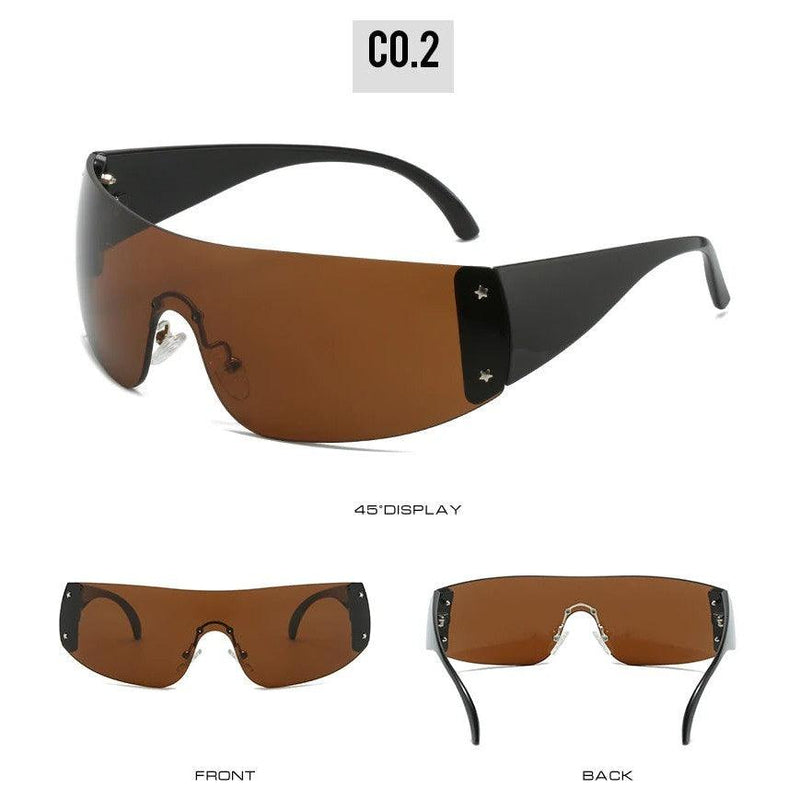 Y2K Punk Oversized Wrap Around Sunglasses with UV400 Protection - Lucid Fantasy 