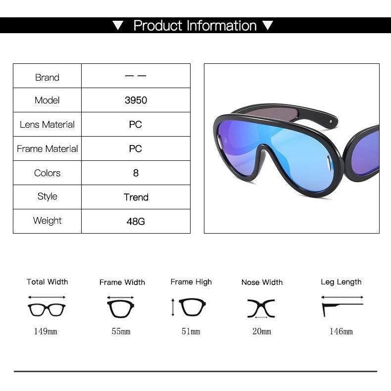 Y2K Sport Punk Sunglasses One Piece Shades Shield Design Sun Glasses Oversized Steampunk Goggle Eyewear UV400 - Lucid Fantasy 