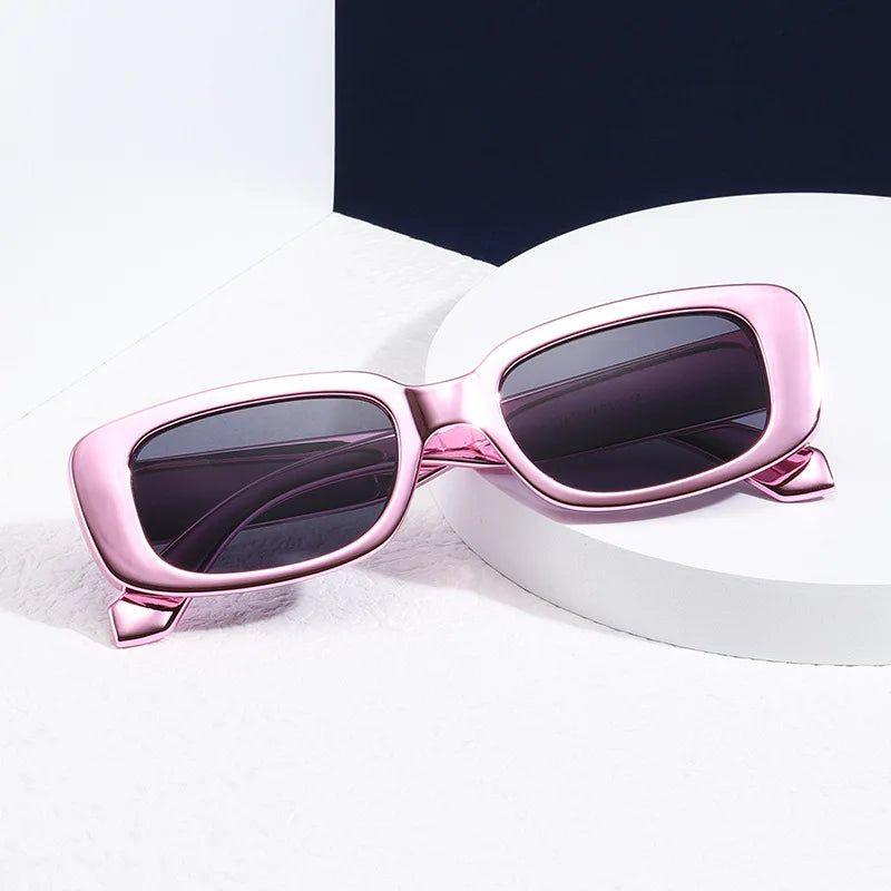 Y2K Tech-Inspired Electroplated Small Rectangle Sunglasses with UV400 Protection - Lucid Fantasy 