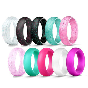 10PCS Silicone Glitter Ring Set