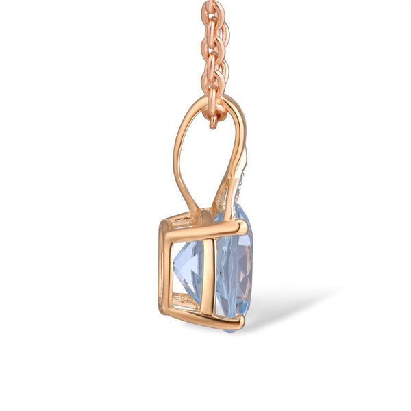 14k 585 Rose Gold Sparkling Diamond Sky Blue Topaz Formal Jewelry Set