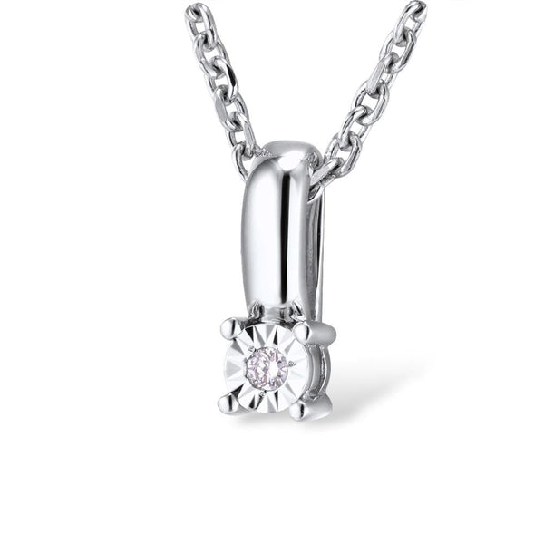14k 585 White Gold Sparkling Illusion Diamond Necklace Pendant