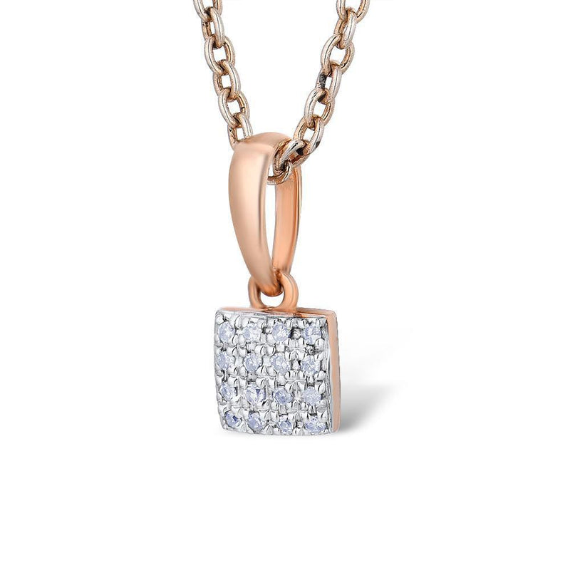 14k Rose Gold Diamond Pave Square Jewelry Set with Ring, Earrings, and Pendant - Lucid Fantasy 