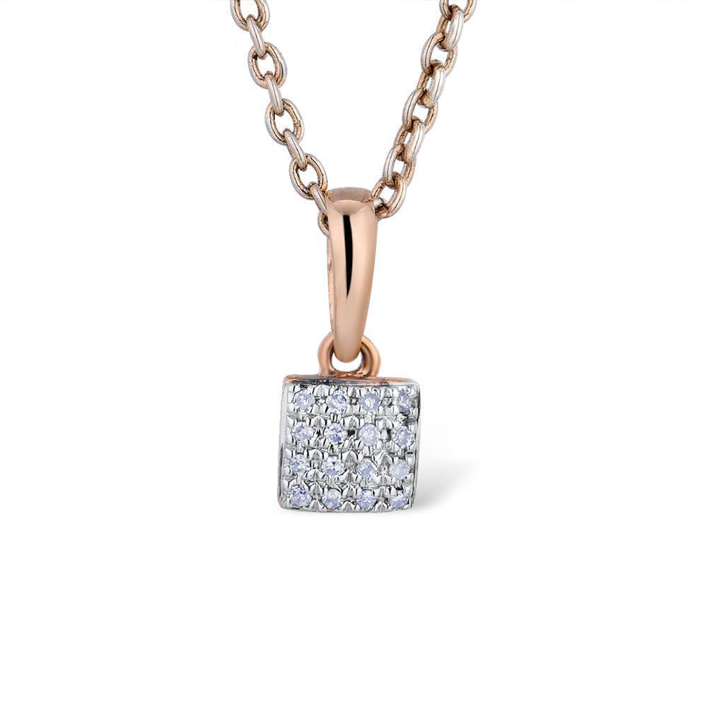 14k Rose Gold Diamond Pave Square Jewelry Set with Ring, Earrings, and Pendant - Lucid Fantasy 