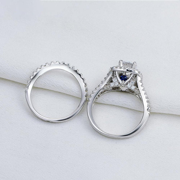 2 Ct. CZ Sterling Silver 2 Pcs Round Pave Ring Set
