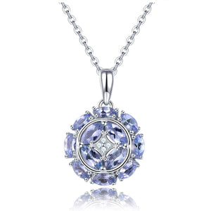 925 Sterling Silver Natural Tanzanite Multi Stone Marquise Vintage Pendant Necklace