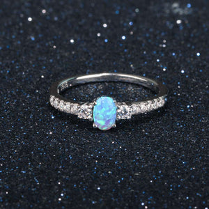 925 Sterling Silver Opal Center Stone Ring