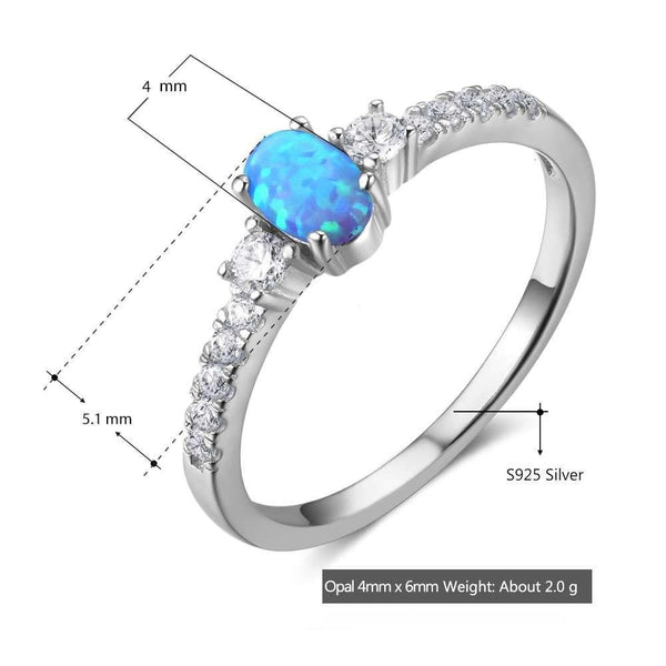 925 Sterling Silver Opal Center Stone Ring