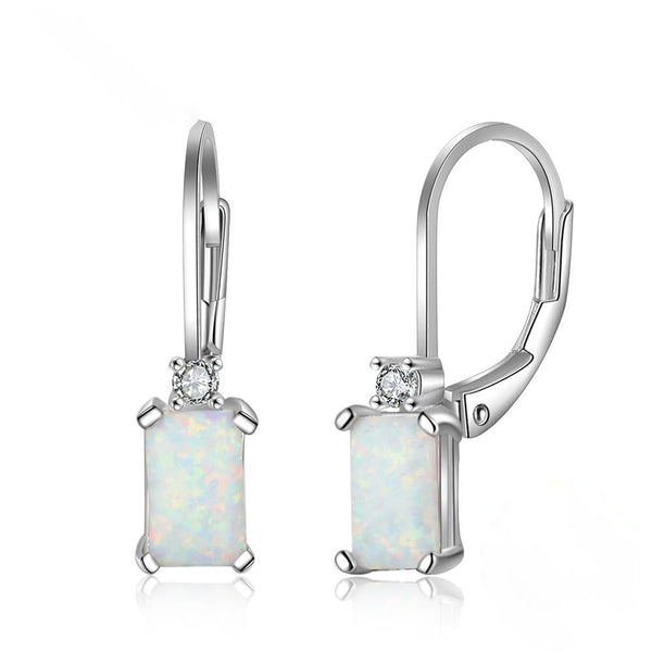 925 Sterling Silver Opal Dangle Earrings