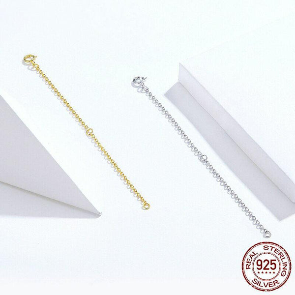 925 Sterling Silver Platinum Plated Yellow Gold Necklace Chain Extension