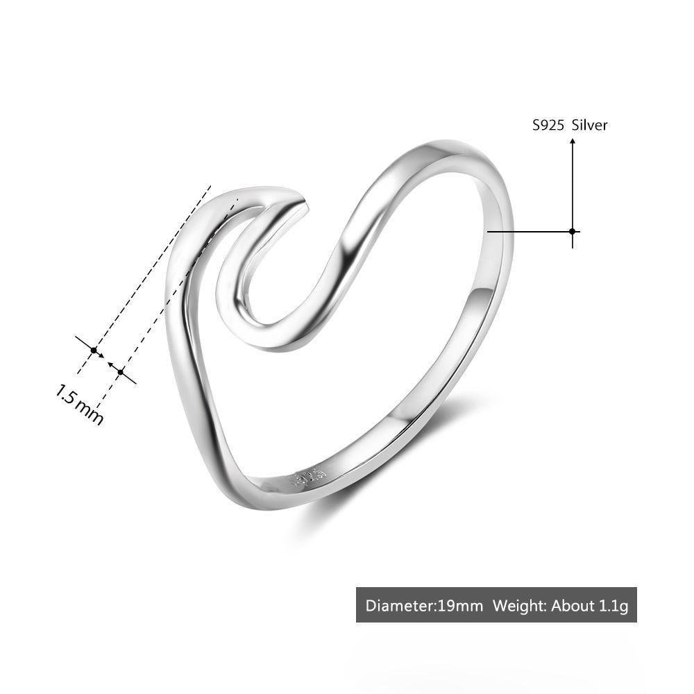 925 Sterling Silver Wave Stackable Ring