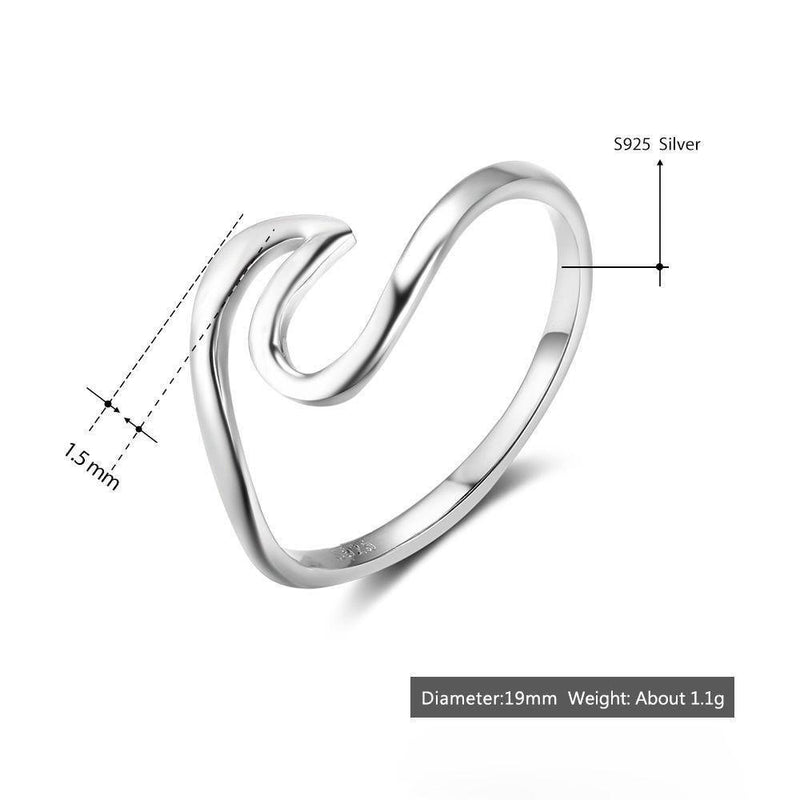 925 Sterling Silver Wave Stackable Ring