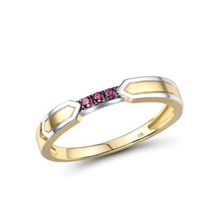 9k 375 Two Tone Gold Created Ruby Bohemian Finger Ring