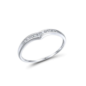 9k 375 White Gold Sparkling White CZ Inlay Casual Finger Ring