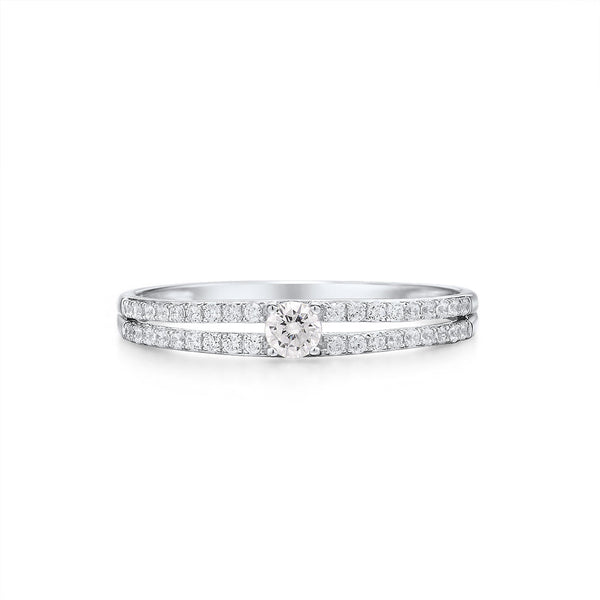 9k 375 White Gold Sparkling White CZ Pave Double Band Cutout Ring