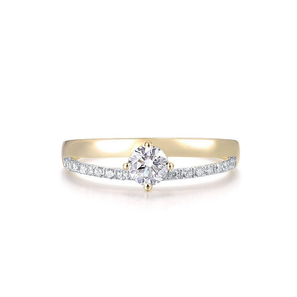 9k 375 Yellow Gold Sparkling White CZ Pave Cutout Formal Ring