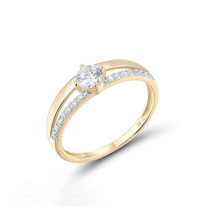 9k 375 Yellow Gold Sparkling White CZ Pave Cutout Formal Ring