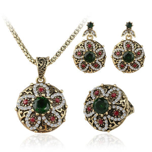 Ancient Bronze Turkish Design Crystal Jewelry Set