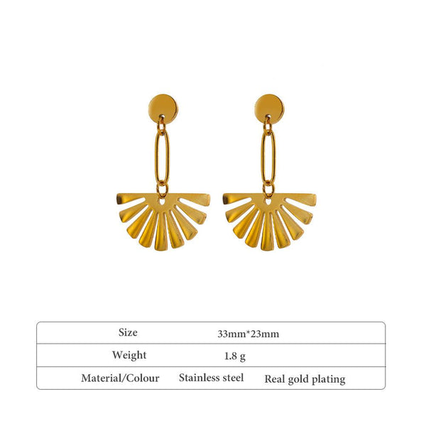 Antique Design Gold Metal Radiant Sun BOHO Drop Dangle Earrings