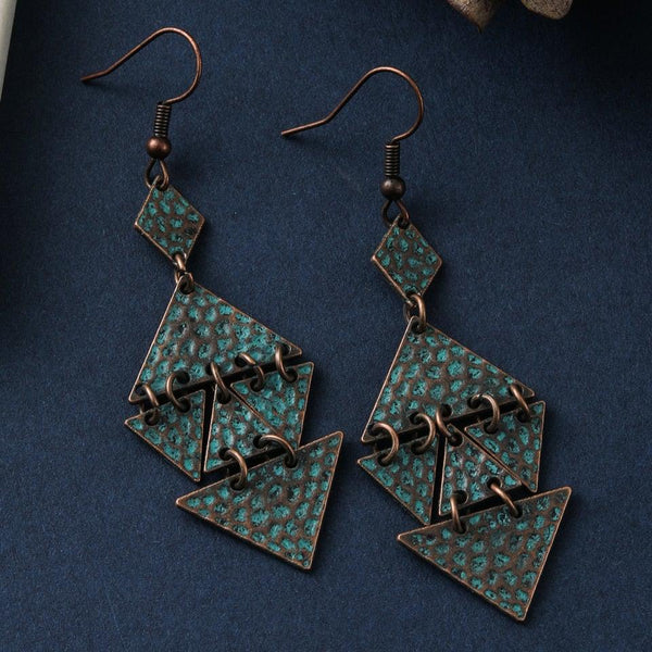 Antique Design Statement Triangle Hanging Earrings