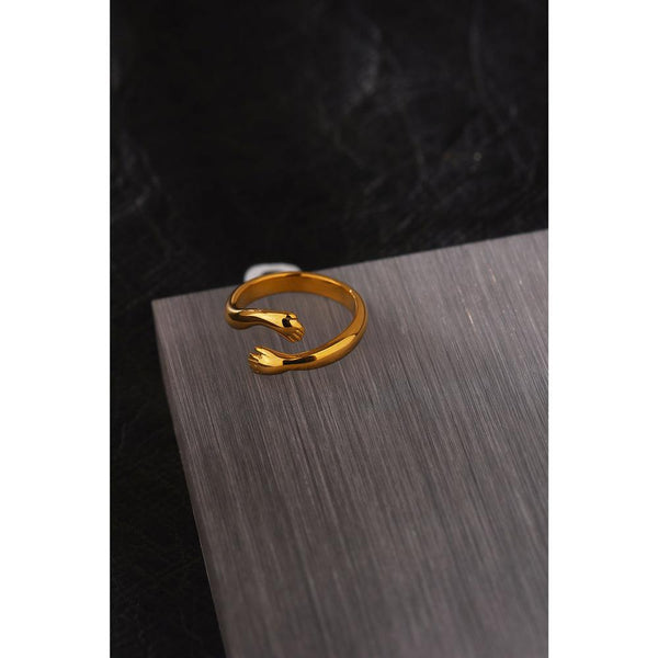 Art Design Golden Metallic Embrace Open Cuff BOHO Ring