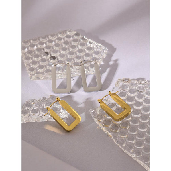 BOHO Geometric Metallic Square Hoop Drop Dangle Earrings