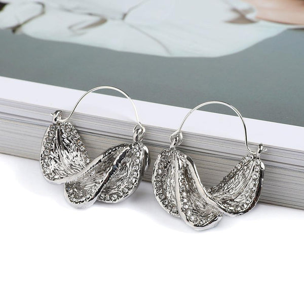 BOHO Style Hoop Basket Crystal Metallic Chunky Dangle Earrings