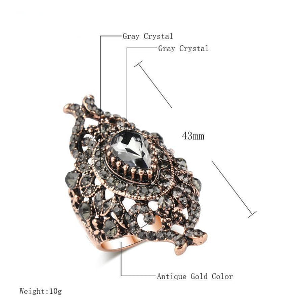 BOHO Turkish Jewelry Crystal Statement Ring