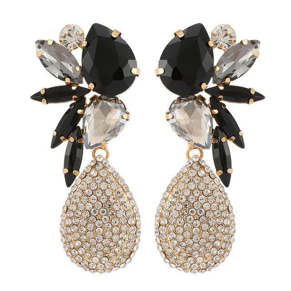 Big Glass Gem Colorful Crystal Luxury Dangle Drop Earrings
