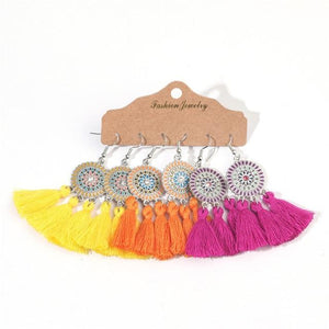 Bright Floral Tassel Earrings BOHO 3 Pair Variety Set