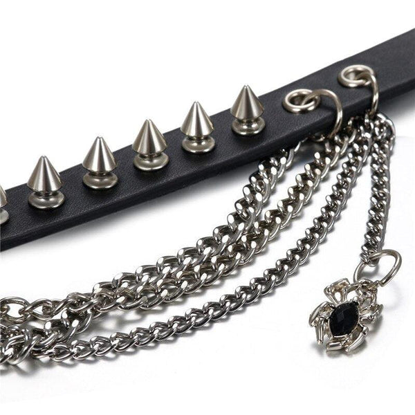 Chain Studded Widow Choker Necklace