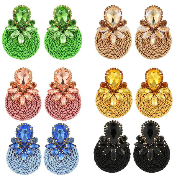 Colorful Crystal Braided Swirl Luxury Dangle Earrings