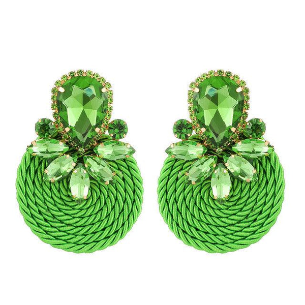 Colorful Crystal Braided Swirl Luxury Dangle Earrings