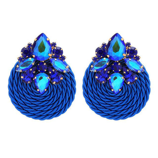 Colorful Crystal Braided Swirl Maxi Stud Dangle Earrings