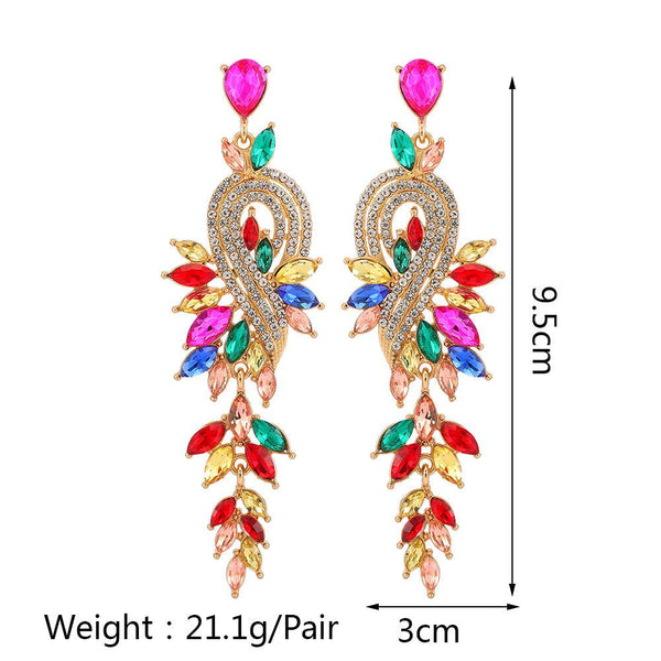 Colorful Crystal Vintage Style Formal Drop Dangle Statement Earrings