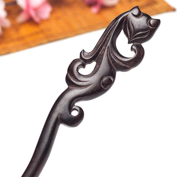 Deluxe Carved Wood Fox Hairpin