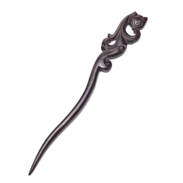 Deluxe Carved Wood Fox Hairpin
