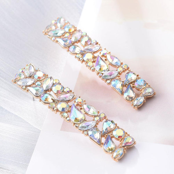 Deluxe Full Color Crystal Long Line Formal Statement Earrings