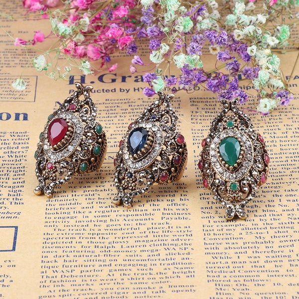 Deluxe Turkish Jewelry Vintage Design Statement Ring